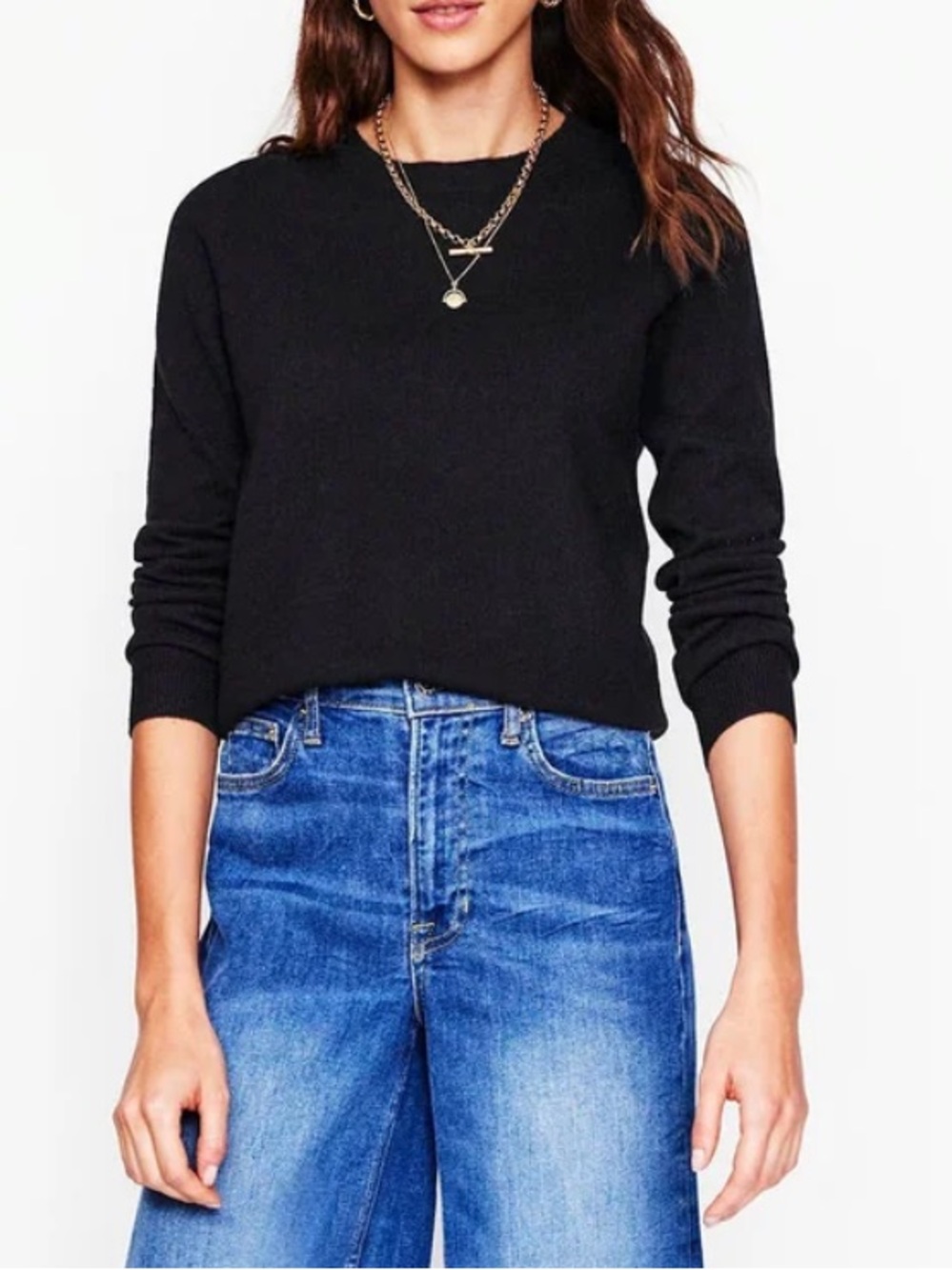 Boden 100% Cashmere Sweater Black Crewneck Size Medium